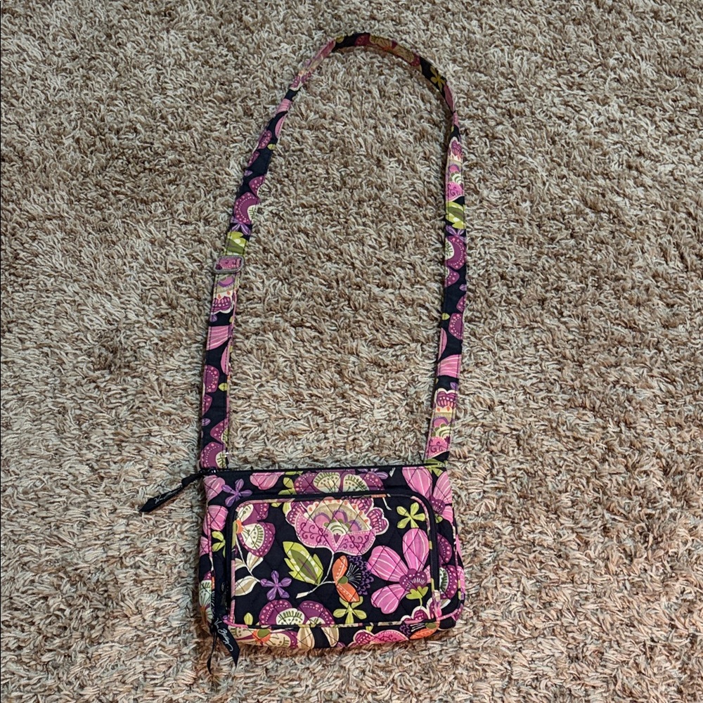 Vera Bradley Pink and Green Floral Crossbody Bag